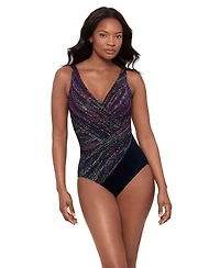 Miraclesuit Women's Tummy Control V-Neck One-Piece Swimsuit