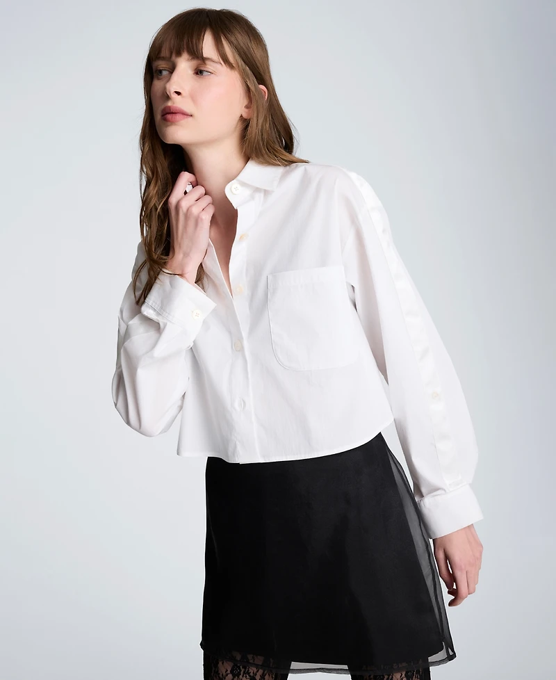 Kenneth Cole Women's Poplin Button-Front Top