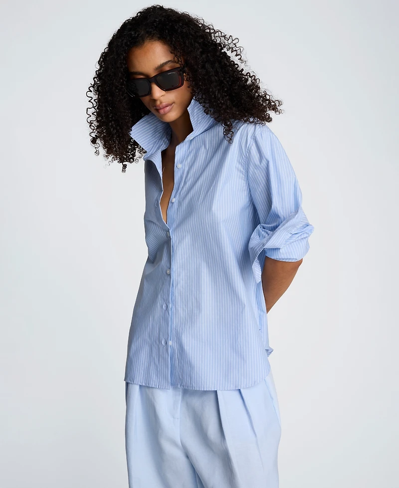 Kenneth Cole Women's Striped Woven Collared Top