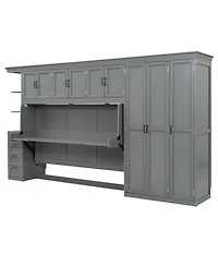 Streamdale Furniture Twin Murphy Bed Wall with Wardrobe, Cabinet and Desk