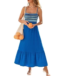 Cupshe Women's Seaside Stitch Blue Maxi Beach Dress