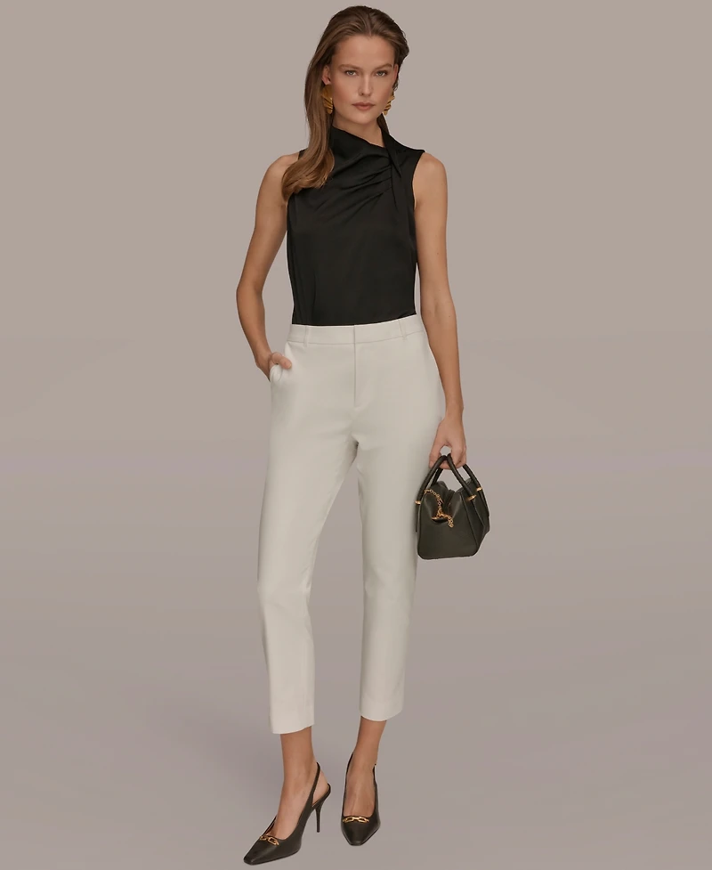 Donna Karan New York Women's Flat-Front Stretch Double-Layer Pants