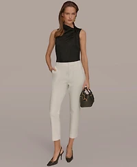 Donna Karan New York Women's Flat-Front Stretch Double-Layer Pants