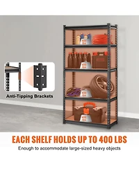 Mecale 5-Tier Storage Shelving Unit, Adjustable, 2000-Lb Capacity, 30"L x 12"W x 60"H, Heavy-Duty Utility Rack