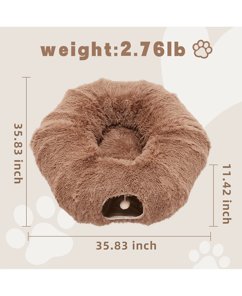 Zeus & Ruta Brown Cat Tunnel with Cat Bed