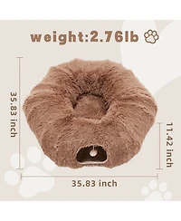 Zeus & Ruta Brown Cat Tunnel with Cat Bed