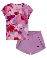 Nike Girls' 4-6X Move With Nature Crewneck T-Shirt and Shorts, 2-Piece Set
