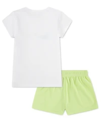 Nike Girls' 4-6X Move with Nature Crewneck T-Shirt and Mesh Shorts, 2-Piece Set