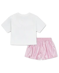 Jordan Girls' 4T-6X Flowy Durasheen Crewneck T-Shirt and Shorts, 2-Piece Set