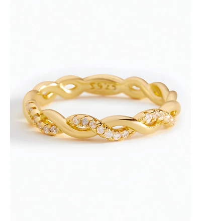 Mint & Lily Dainty Pave Twist Stacking Ring