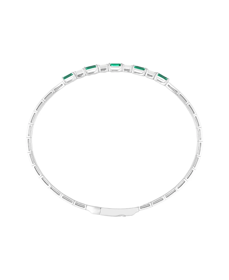 Macy's Lab Grown Emerald (1-1/3 ct. t.w.) And White Sapphire (1/3 Bracelet Sterling Silver (Also Available Ruby)