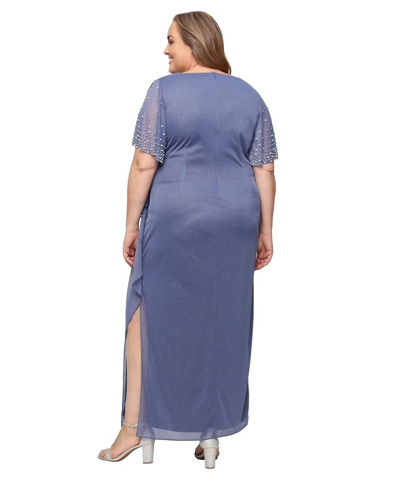 Alex Evenings Plus Long Empire Waist V-Neck Gown