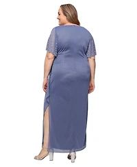 Alex Evenings Plus Long Empire Waist V-Neck Gown