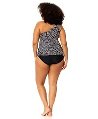 Raisins Curve Womens Plus Size Marita Trendy Printed Tankini Top Full Coverage Bottoms
