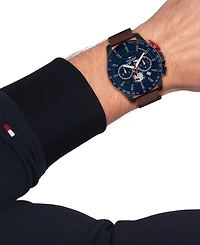 Tommy Hilfiger Men's Chronograph Brown Leather Strap Watch, 44mm