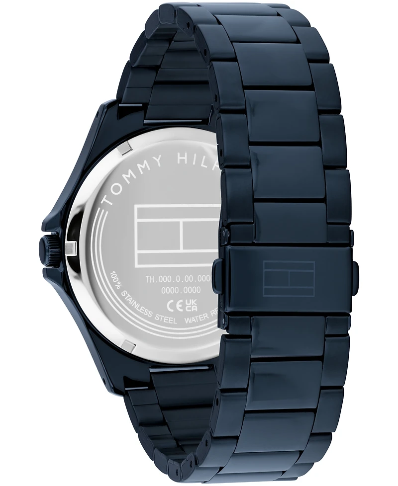 Tommy Hilfiger Men's Quartz Ionic Plated Blue Stainless Steel Bracelet Watch, 42mm