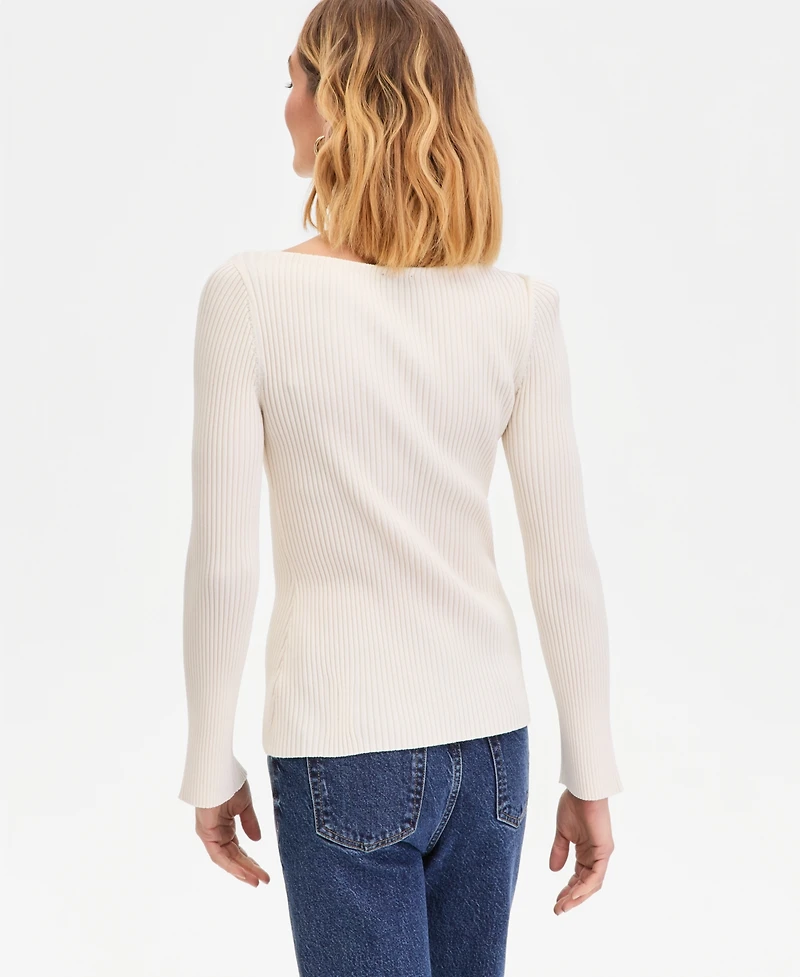 I.n.c. International Concepts Women's Long Sleeve Boat Neck Rib-Knit Sweater, Macy's Exclusive