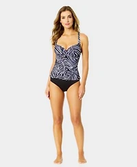 Anne Cole Womens Drape Front Tankini Top High Waist Bikini Bottoms