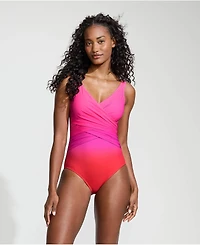 Lands' End Women's Dd-Cup SlenderSuit Wrap One Piece Swimsuit
