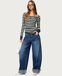 Edikted Women's Jaida Striped Henley Top