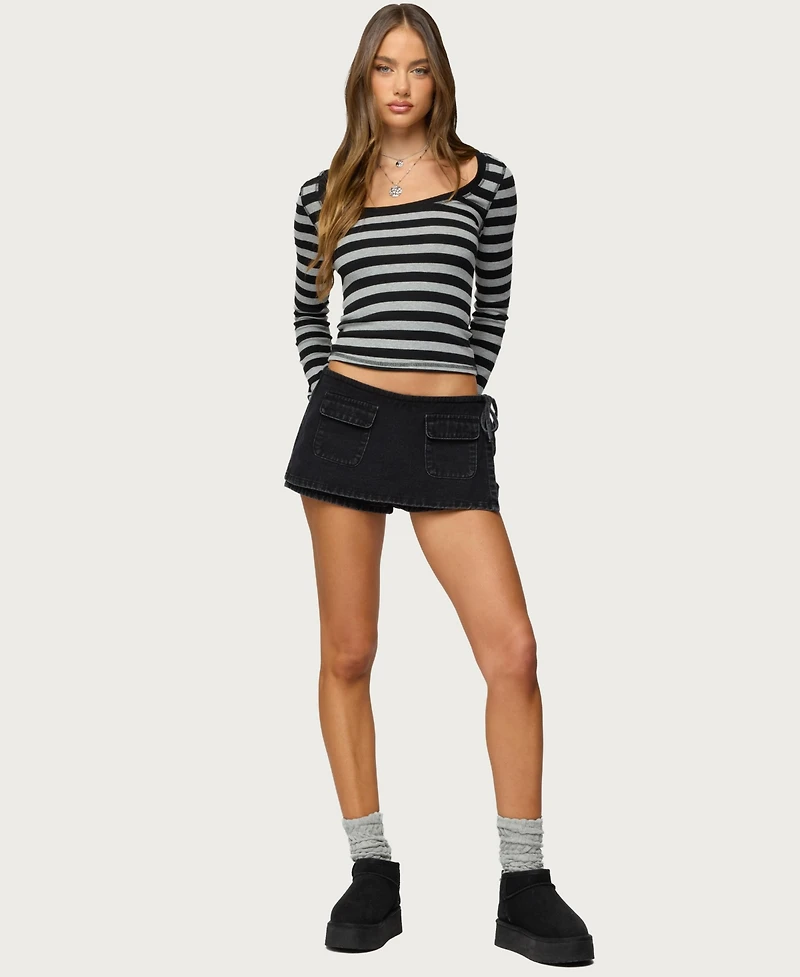 Edikted Women's Rainey Striped Long Sleeve Top