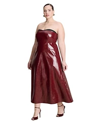 Eloquii Women's Textured Faux Leather Dress With Cup Detail