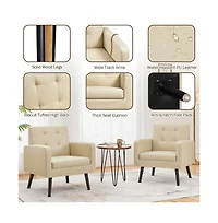 Yaheetech Modern Faux Leather Arm Chair Tufted Accent
