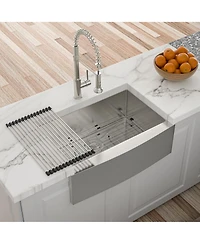 flynama 24x21x10 Inch Farmhouse Kitchen Sink 16 Gauge T304 Stainless Steel Apron Front Single Bowl