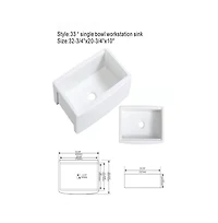 flynama 33x21x10inch White Farmhouse Sink Ceramic Porcelain Workstation Single Bowl Kitchen