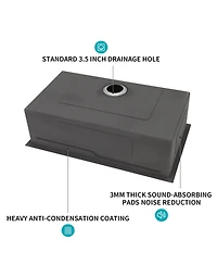 flynama 33inch Undermount Kitchen Sink 16G T304 Stainless Steel Z Shaped Ledge Workstation 33x19x10inch with Full Accessories