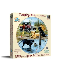 SunsOut Camping Trip 500-Piece Round Jigsaw Puzzle