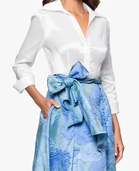 Betsy & Adam Women's Long-Sleeve Collared Shirt Dress