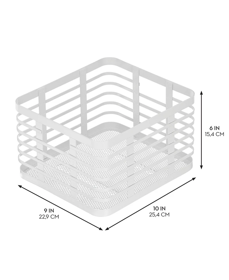 mDesign iDesign Metal Pantry Basket with Handles - Set of 2, Matte White