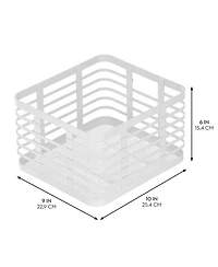 mDesign iDesign Metal Pantry Basket with Handles - Set of 2, Matte White