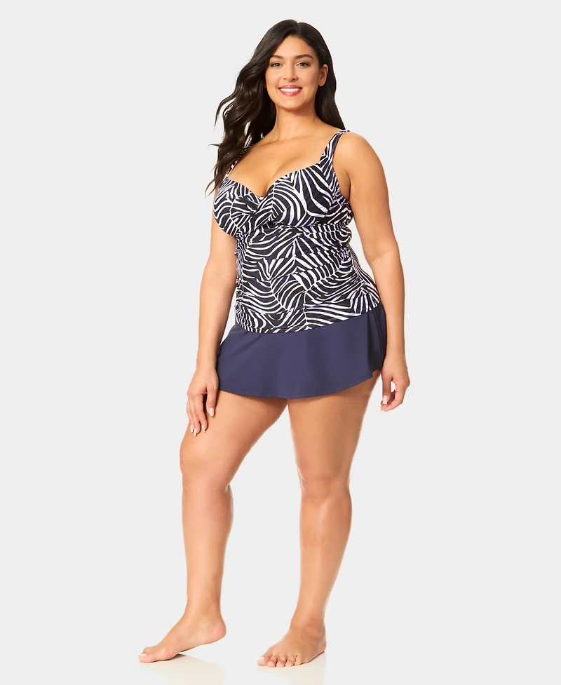 Anne Cole Plus Underwire Drape Front Pull-On Tankini Top
