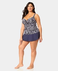 Anne Cole Plus Underwire Drape Front Pull-On Tankini Top