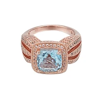 Suzy Levian New York Sterling Silver Cushion Cut Center Topaz Cocktail Ring