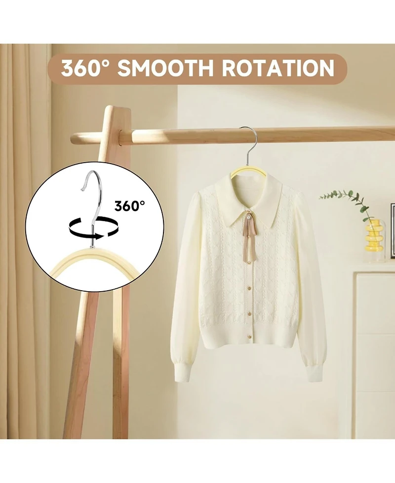BP4U Lightweight Clothes Hangers with Pants Bar, Slim Birch Wood for Suits, Coats, Trousers, Shirts, Sweaters, Dresses