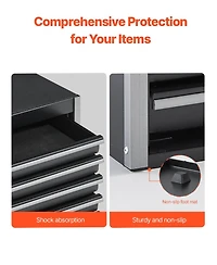 Mecale Metal Tool Box, 8.6", Portable 5-Drawer Chest, Eva Liners, Pp Feet, Ball-Bearing Slides, Powder-Coat, Black