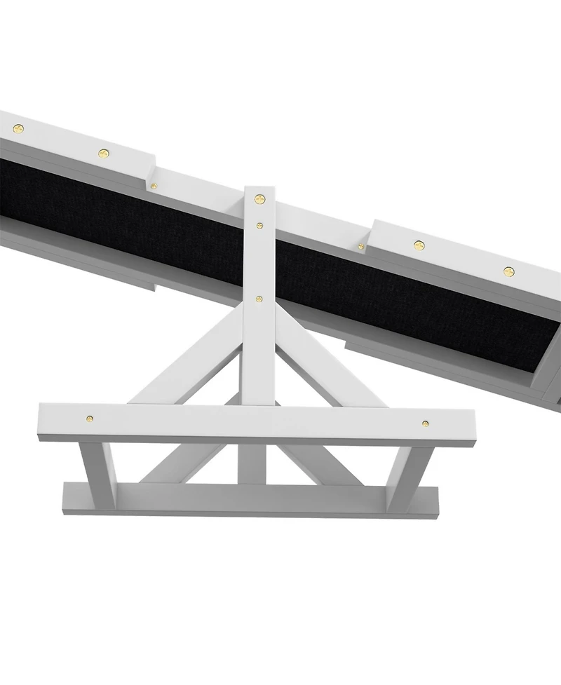 Aostirmotor Wooden Dog Agility Seesaw for Outdoor in White and Gray