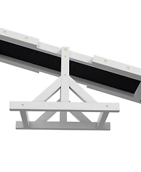 Aostirmotor Wooden Dog Agility Seesaw for Outdoor in White and Gray