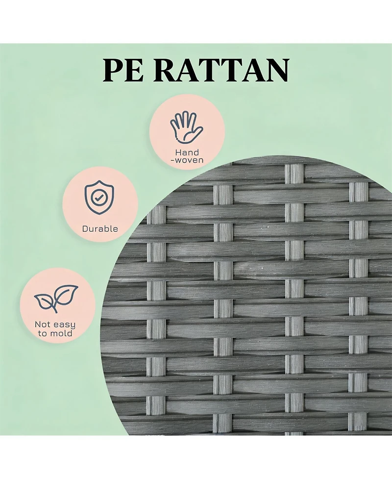 Aostirmotor Rattan Dog House with Bed for Outdoor in Gray