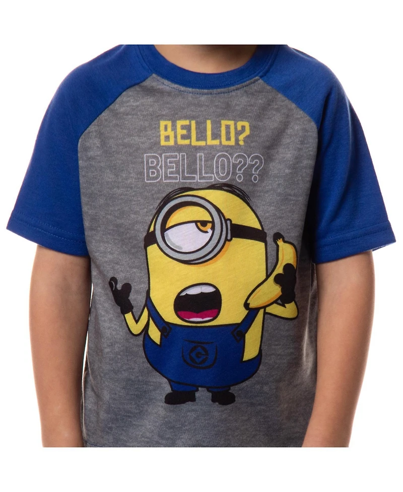 Minions Despicable Me Boys' Bello Raglan 2-Piece Toddler Pajama Short Set