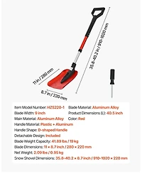 Mecale Foldable Snow Shovel, 9" Wide, Adjustable 36"-40", D-Handle, Lightweight Aluminum Alloy, Car/Camping