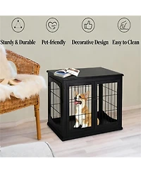 Aostirmotor Small Dog Cage with 3 Metal Doors in Black