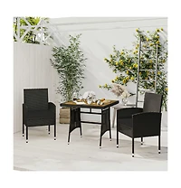 vidaXL Outdoor Dining Set Black Pe rattan, steel, solid acacia wood Small