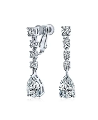 Bling Jewelry Cz Cubic Zirconia Solitaire Teardrop Statement Collar Statement Necklace & Clip-On Earrings Jewelry Set