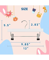 BP4U 12-Pack Wooden Pants Hangers with Adjustable Clips