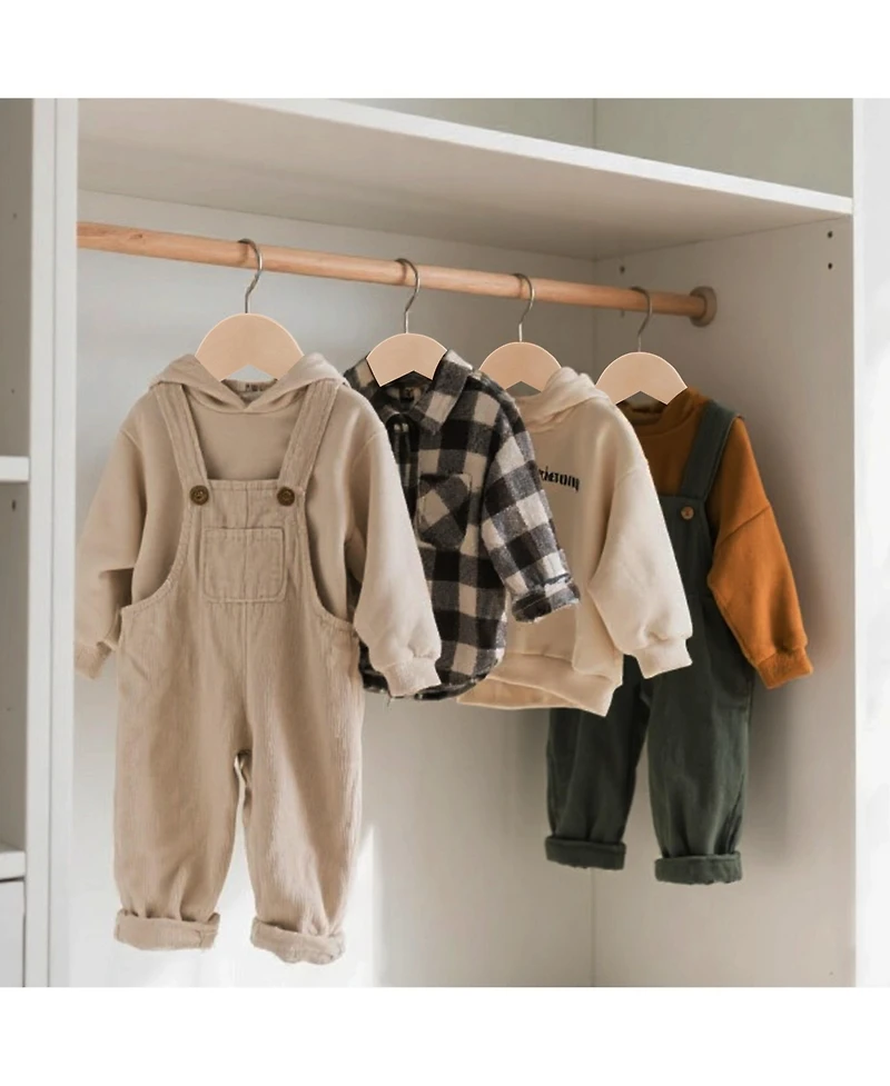 BP4U Kids Wooden Clothes Hangers, Baby Solid Wood Coat Shirt Top Hangers for Toddlers, Children, Youth's Jackets, Dresses, Blouse