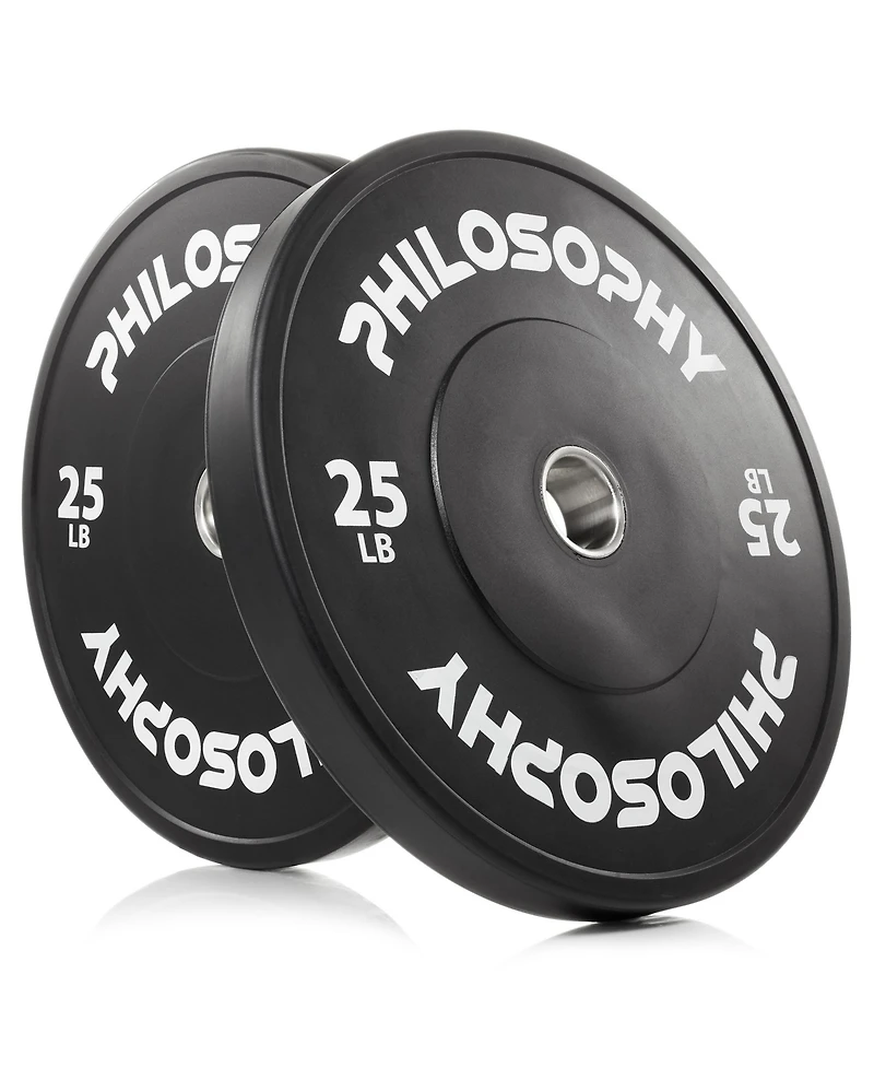 Philosophy Gym Set of 2 Olympic 2-Inch Rubber Bumper Plates (25 Lb each) Black